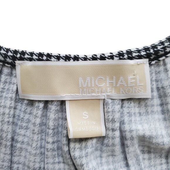 Michael Kors Houndstooth Print Elastic Waist Blouson Peasant Top S - Picture 10 of 16